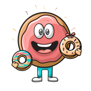 Pngtree Donuts Mascot Giving A Gift Png Image 12549450